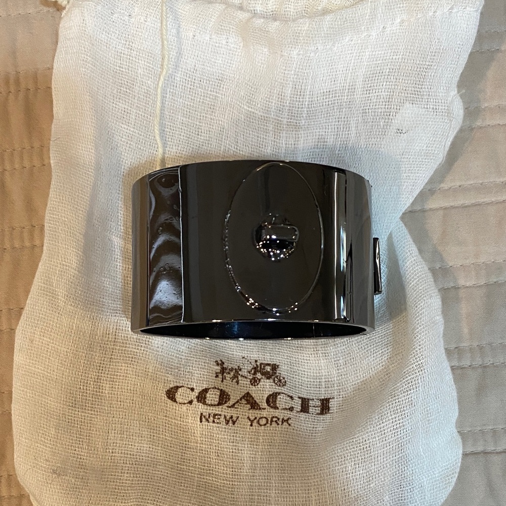 Coach Glossy Black Cuff Bracelet